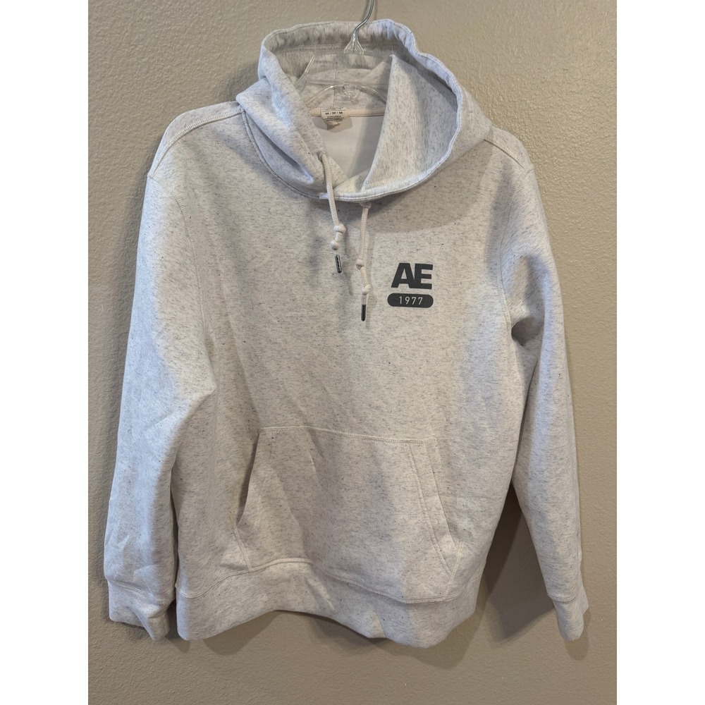 American Eagle Hoodie Women Medium Gray Excellent AE 1977 Graphic Pullover